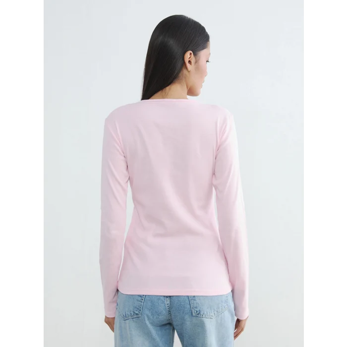 LCWAIKIKI Basic Pembe Bisiklet Yaka Kadın Body