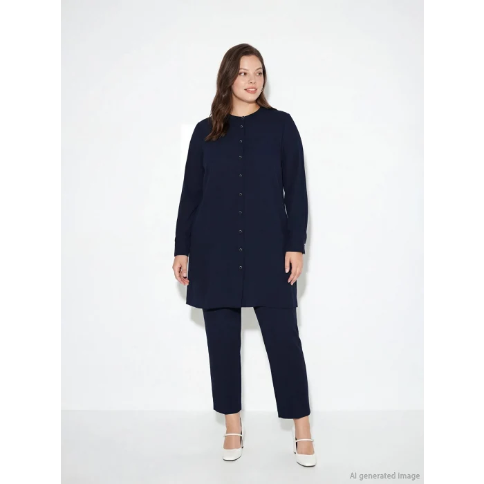 LCW Grace Lacivert Hakim Yaka Kadın Gömlek Tunik
