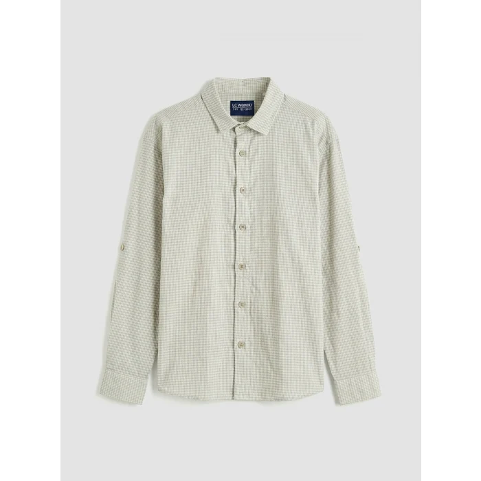 LCW Kids Ekru Ekose Erkek Çocuk Gömlek