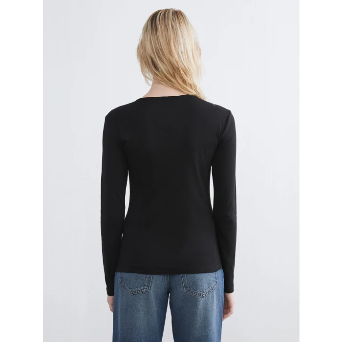 LCWAIKIKI Basic Siyah Bisiklet Yaka Kadın Body