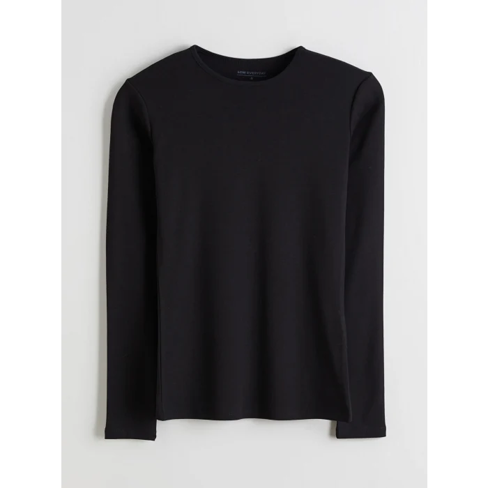 LCWAIKIKI Basic Siyah Bisiklet Yaka Kadın Body