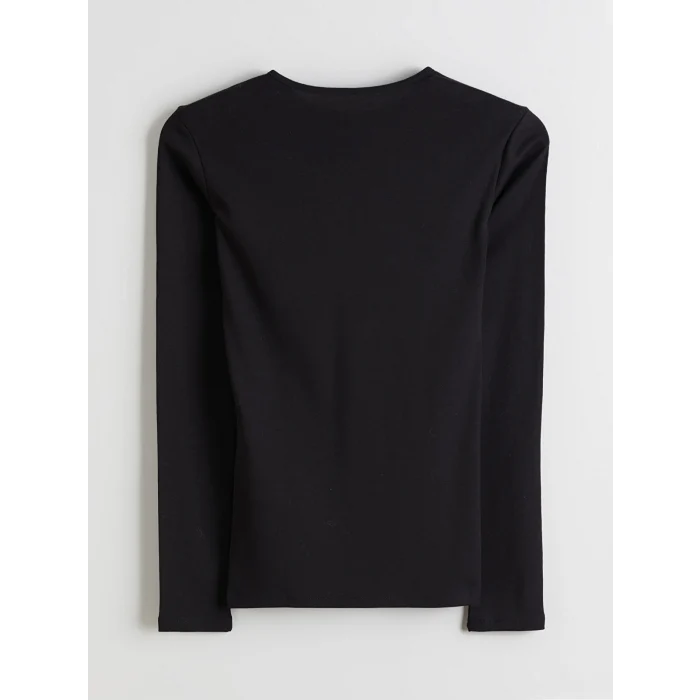 LCWAIKIKI Basic Siyah Bisiklet Yaka Kadın Body