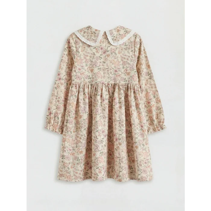 LCW Kids Sarı Bebe Yaka Çiçek Desenli Kız Çocuk Elbise