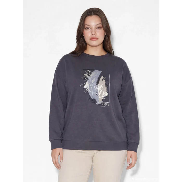 LCWAIKIKI Classic Gri Soft Touch Oversize Kadın Tişört