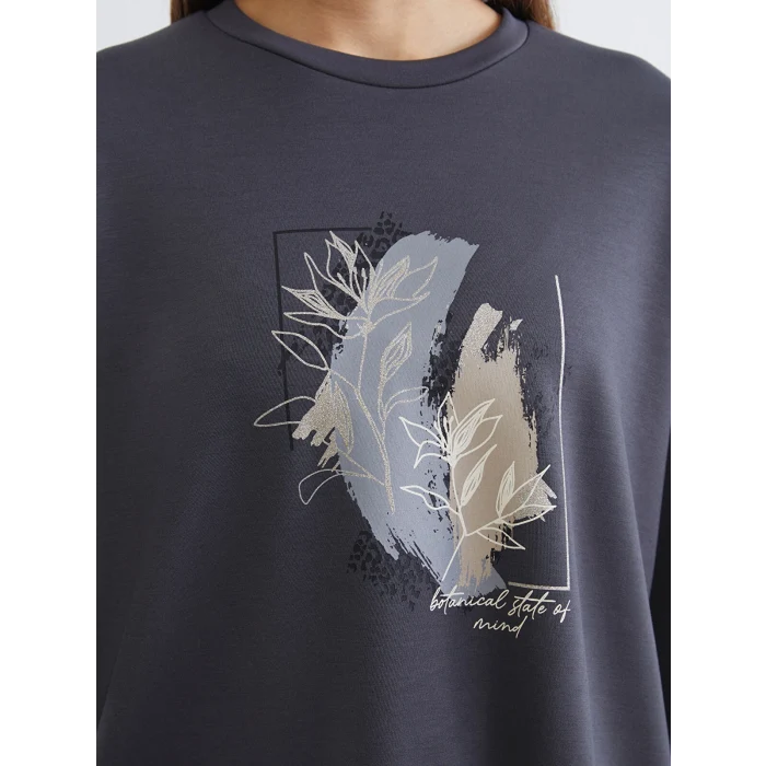 LCWAIKIKI Classic Gri Soft Touch Oversize Kadın Tişört