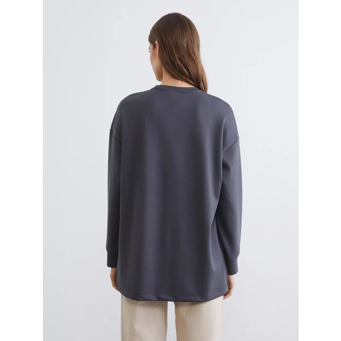 LCWAIKIKI Classic Gri Soft Touch Oversize Kadın Tişört