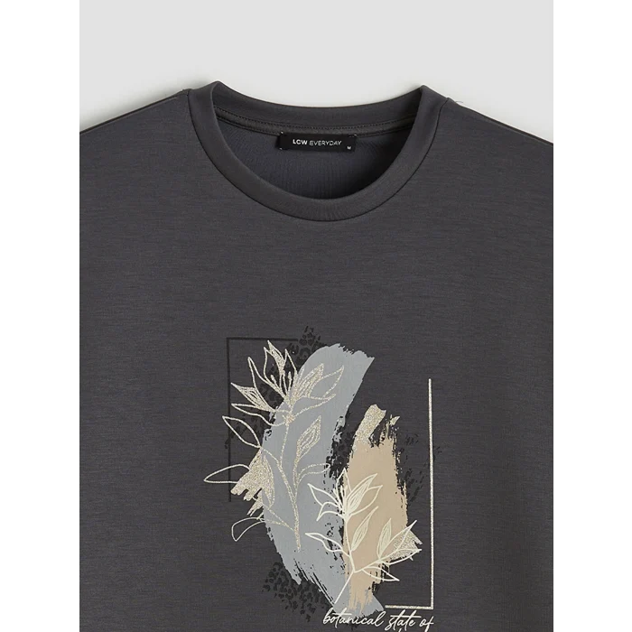 LCWAIKIKI Classic Gri Soft Touch Oversize Kadın Tişört