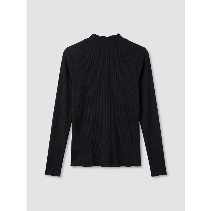 LCW Modest Siyah Fırfırlı Dik Yaka Kadın Body