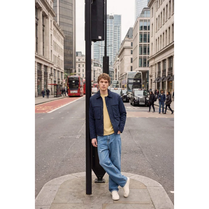 Defacto F8459AXNV64 Lacivert Su İtici Fermuarlı Mont