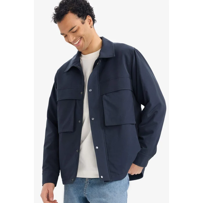 Defacto F8459AXNV64 Lacivert Su İtici Fermuarlı Mont