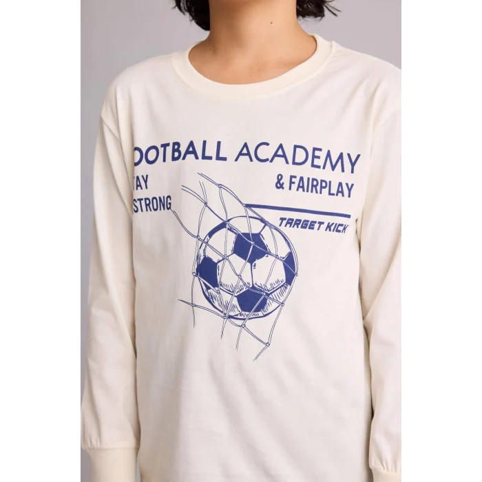 Defacto G9973A8ER98 Ekru Regular Fıt 2li Pijama Takımı Erkek Çocuk