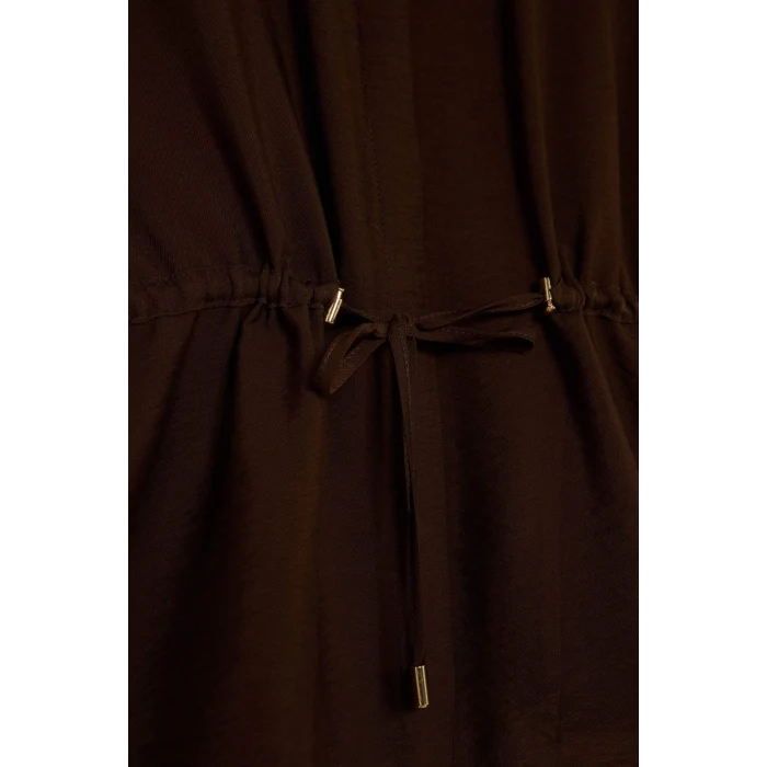 Defacto G3269AXBN539 Kahve Relax Fıt Gömlek Yaka Uzun Kollu Gömlek