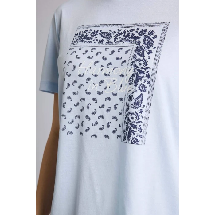 Defacto G2883AXBE177 Mavi Regular Fıt Bisiklet Yaka Baskılı Kısa Kollu Tişört