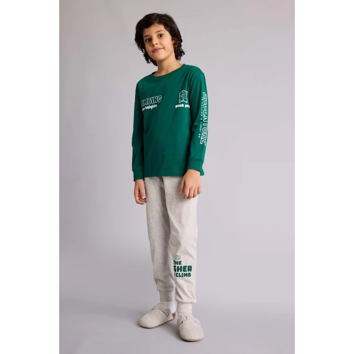 Defacto G9972A8GN651 Yeşil Regular Fıt 2li Pijama Takımı Erkek Çocuk