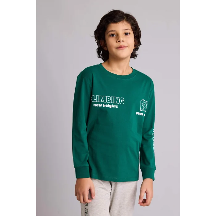 Defacto G9972A8GN651 Yeşil Regular Fıt 2li Pijama Takımı Erkek Çocuk