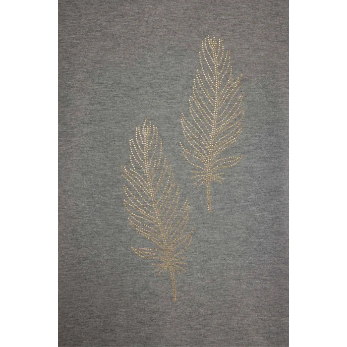 Defacto H1203AXAR53 Antrasit Relax Fıt Bisiklet Yaka Taş Baskılı Uzun Kollu Tişört