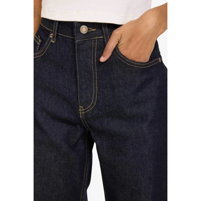 Defacto D5123AXNM82 Mavi Straight Wide Fit Yüksek Bel Geniş Bol Paça Uzun Jean Pantolon