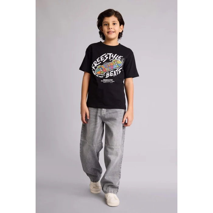 Defacto G7466A8BK81 Siyah Baskılı Tişört Erkek Çocuk