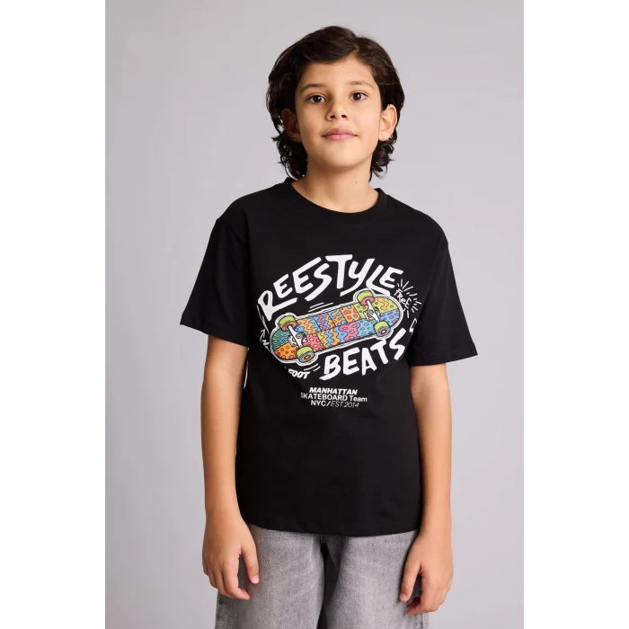 Defacto G7466A8BK81 Siyah Baskılı Tişört Erkek Çocuk