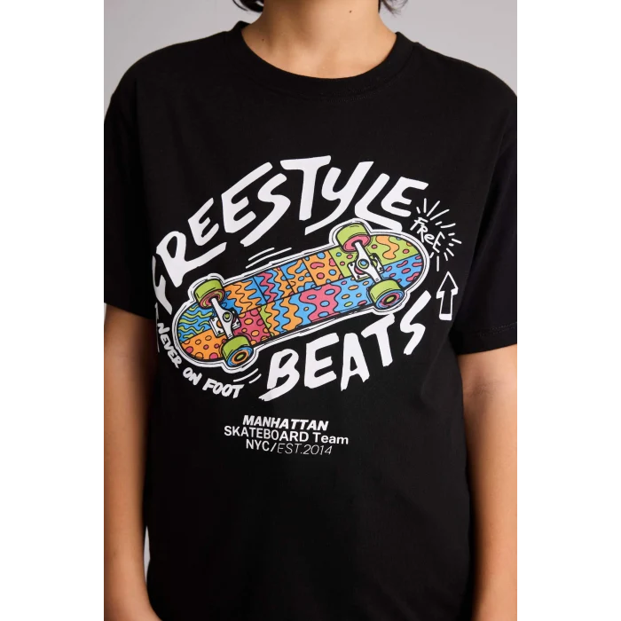 Defacto G7466A8BK81 Siyah Baskılı Tişört Erkek Çocuk