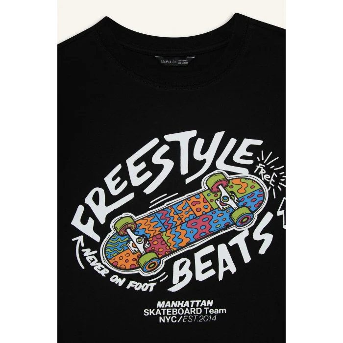 Defacto G7466A8BK81 Siyah Baskılı Tişört Erkek Çocuk