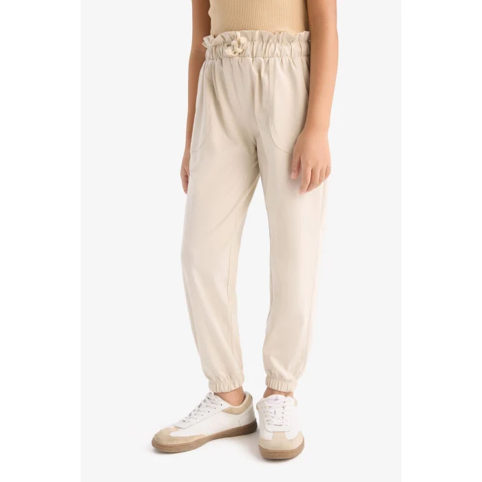 Defacto Z8779A6BG779 Bej Beli Lastikli Cepli Jogger Eşofman Altı Kız Çocuk