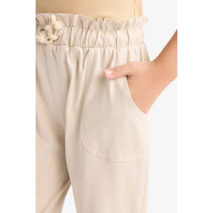 Defacto Z8779A6BG779 Bej Beli Lastikli Cepli Jogger Eşofman Altı Kız Çocuk