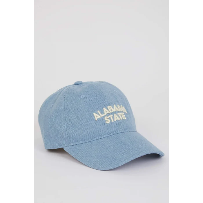 Defacto B7194AXBE18 Mavi Kadın Nakış Jean Cap Şapka