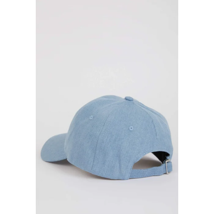 Defacto B7194AXBE18 Mavi Kadın Nakış Jean Cap Şapka