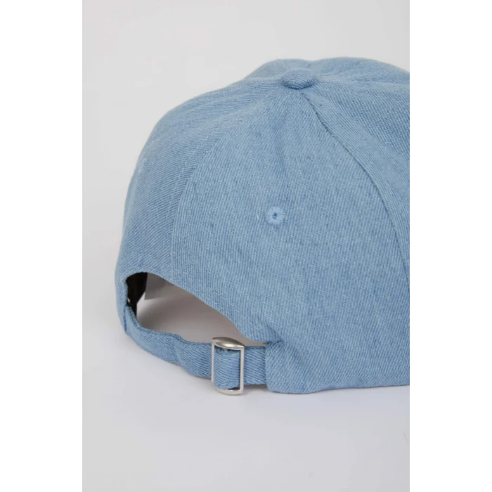 Defacto B7194AXBE18 Mavi Kadın Nakış Jean Cap Şapka