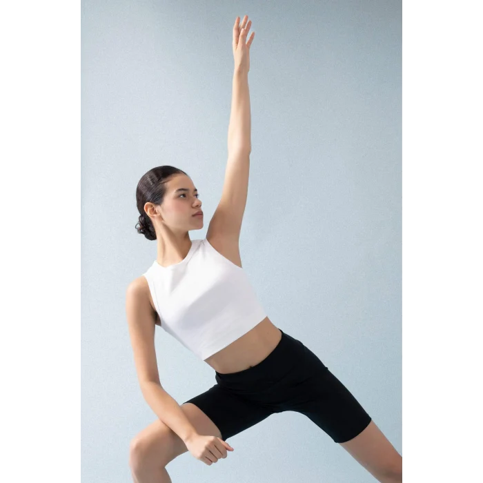 Defacto Z6573AZER105 Ekru DeFactoFit Slim Fit Dar Kesim Bisiklet Yaka Ribana Basic Düz Sporcu Atlet