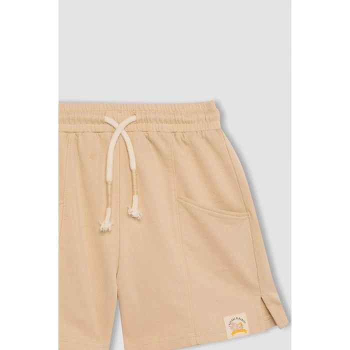 Defacto Z8803A6BG294 Bej Cepli Dokuma Etiketli Şort Kız Çocuk