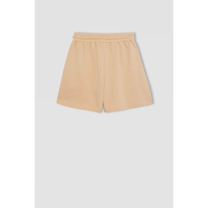 Defacto Z8803A6BG294 Bej Cepli Dokuma Etiketli Şort Kız Çocuk