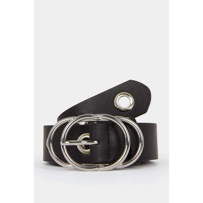 Defacto E7924AXBK27 Siyah Kadın Suni Deri Jean Kemeri