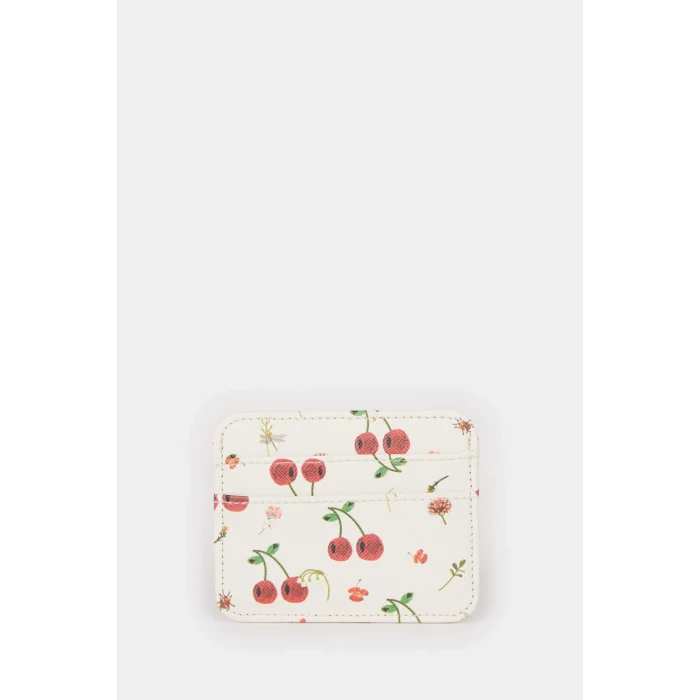 Defacto E6903AXBG26 Bej Kadın Kiraz Desenli Suni Deri Kartlık