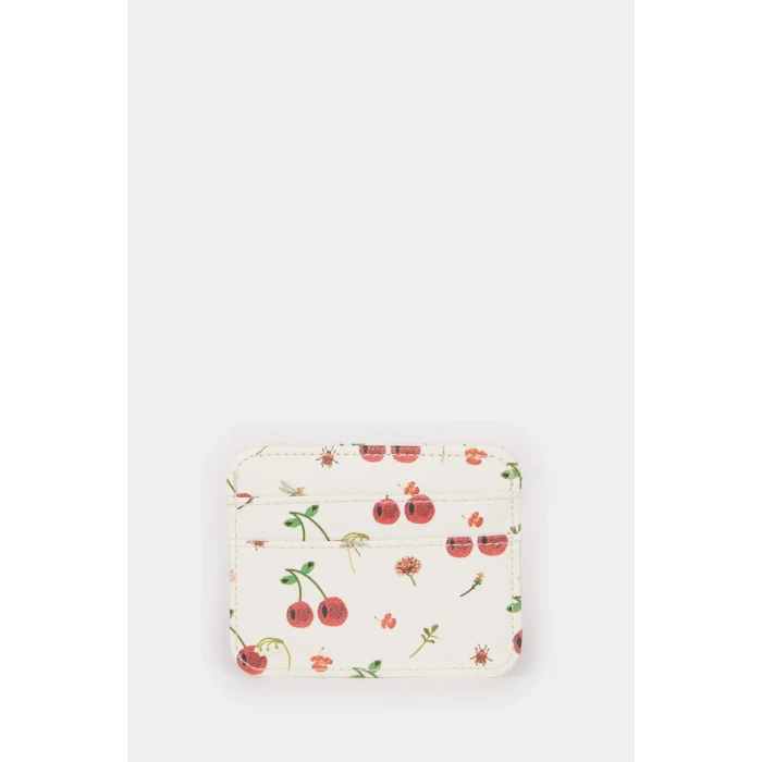 Defacto E6903AXBG26 Bej Kadın Kiraz Desenli Suni Deri Kartlık