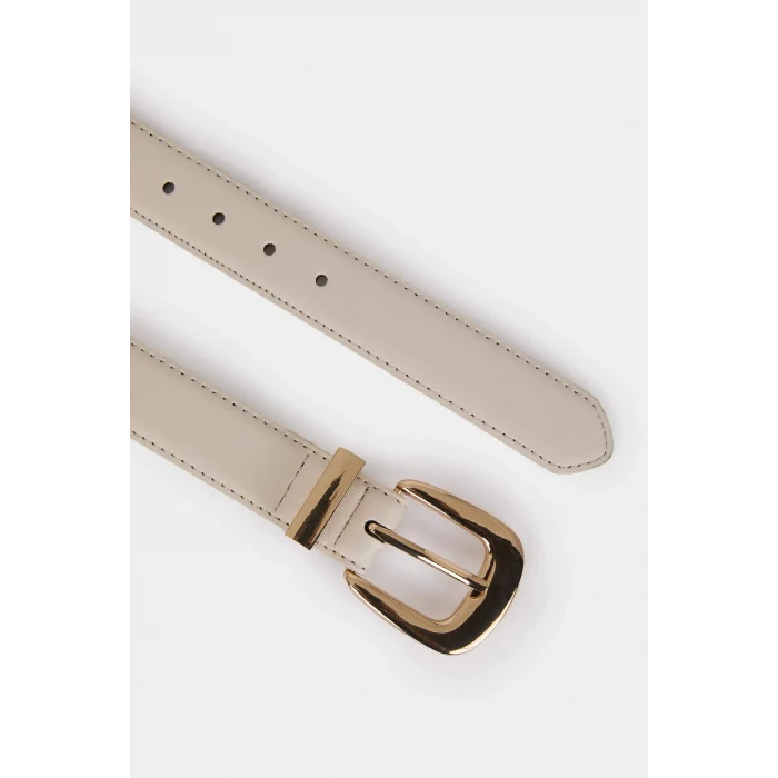 Defacto E7923AXBG28 Bej Kadın Suni Deri Jean Kemeri