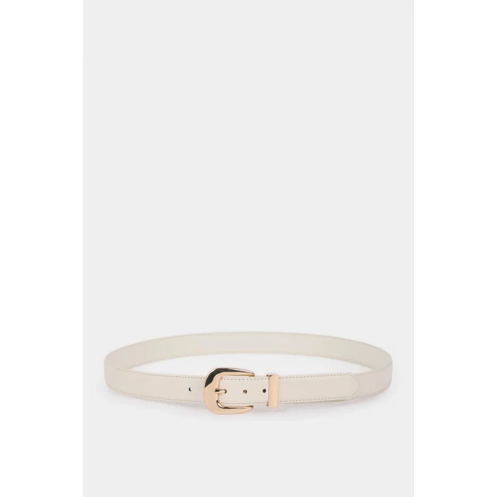 Defacto E7923AXBG28 Bej Kadın Suni Deri Jean Kemeri