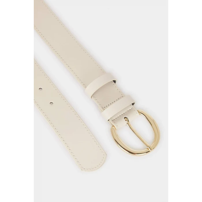 Defacto F1899AXBG26 Bej Kadın Büyük Toka Suni Deri Jean Kemeri