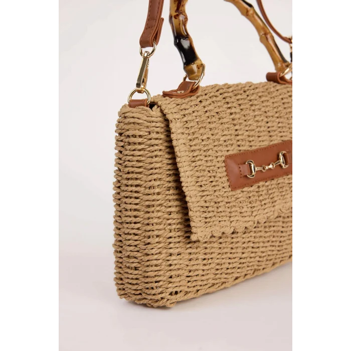 Defacto E2809AXBG217 Bej Kadın Hasır Omuz Çantası