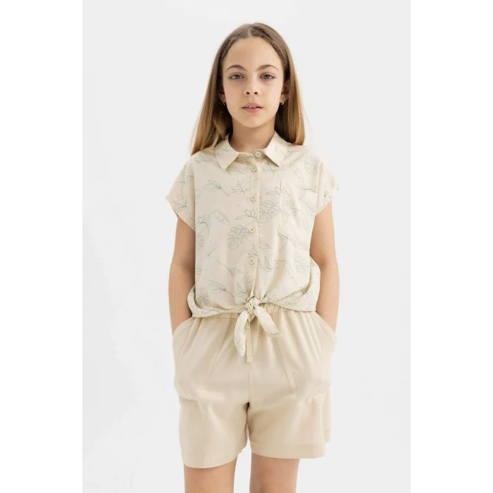 Defacto B5050A8BG743 Bej Viskon Şort Kız Çocuk