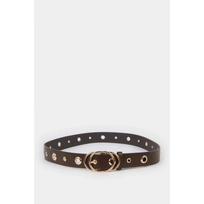 Defacto E7924AXBN66 Kahve Kadın Suni Deri Jean Kemeri