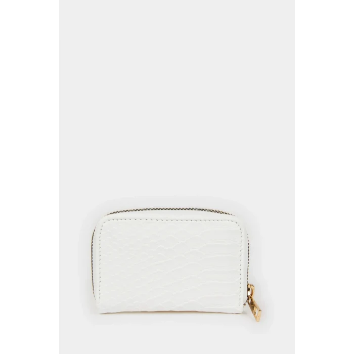 Defacto E5548AXWT1 Beyaz Kadın Desenli Fermuarlı Bozuk Para Cüzdanı