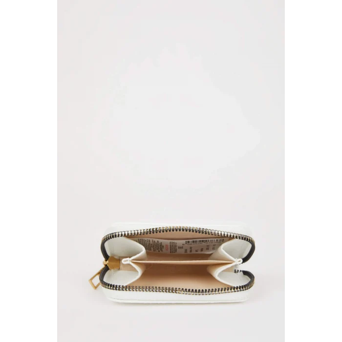 Defacto E5548AXWT1 Beyaz Kadın Desenli Fermuarlı Bozuk Para Cüzdanı