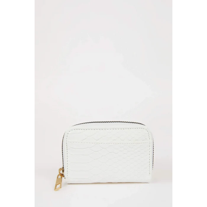 Defacto E5548AXWT1 Beyaz Kadın Desenli Fermuarlı Bozuk Para Cüzdanı