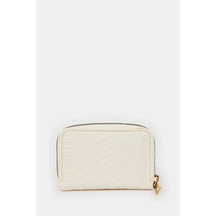 Defacto E5548AXBG26 Bej Kadın Desenli Fermuarlı Bozuk Para Cüzdanı