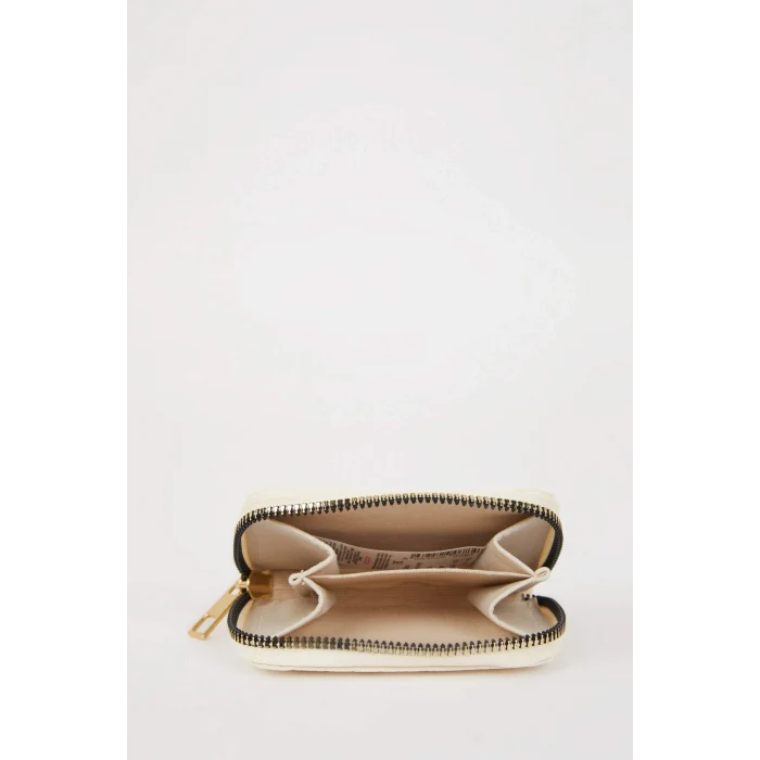 Defacto E5548AXBG26 Bej Kadın Desenli Fermuarlı Bozuk Para Cüzdanı