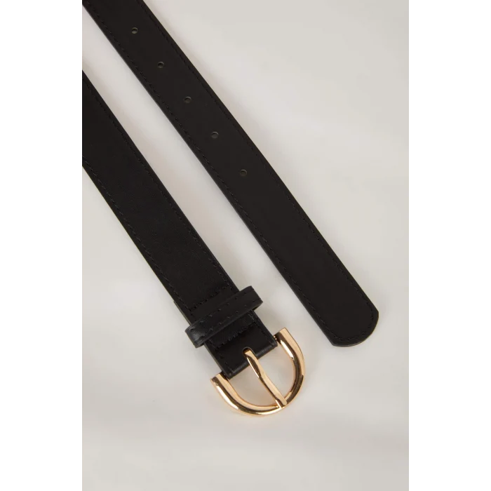 Defacto B4126AXBK27 Siyah Kadın Suni Deri Jean Kemeri