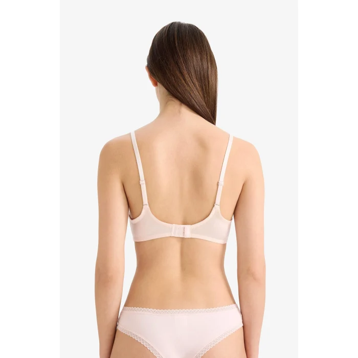 Defacto G4698AXPN675 Pembe Dantel Detaylı Saten Kaplı Pedli Balensiz Tişört Bra