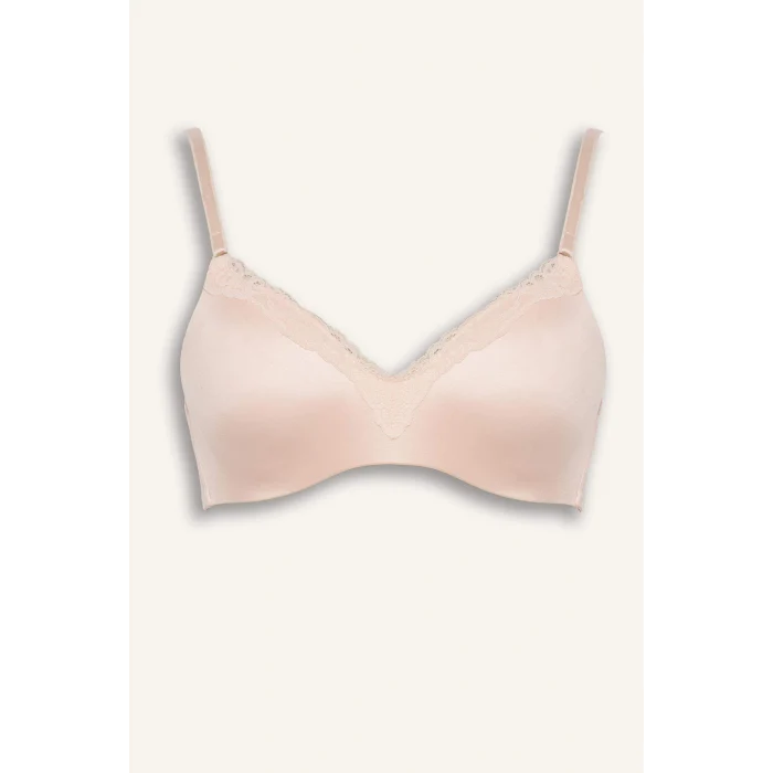 Defacto G4698AXPN675 Pembe Dantel Detaylı Saten Kaplı Pedli Balensiz Tişört Bra